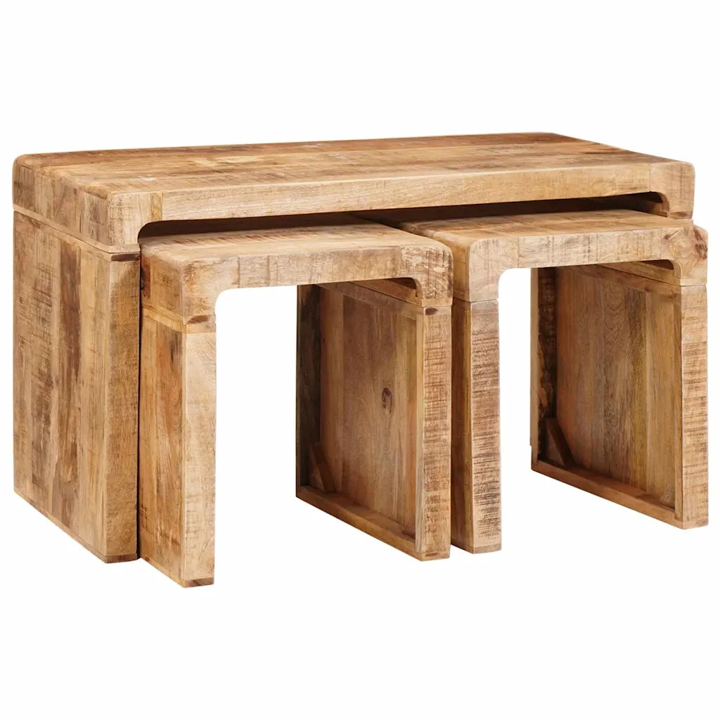Tavolo Nesting 3 pcs Marrone Legno di mango massello 4104561