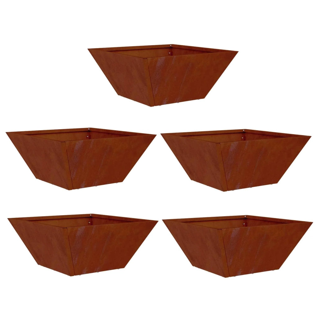 Fioriere | Cassetta per fiori | Vaso da giardino 5 pz Ruggine 35 x 35 x 15 cm