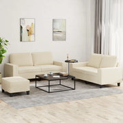 Set di Divani 3 pz Crema in Tessuto