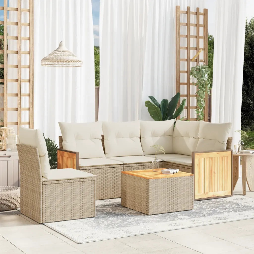 Set Divano da Giardino 6 pz con Cuscini Beige in Polyrattancod mxl 89825