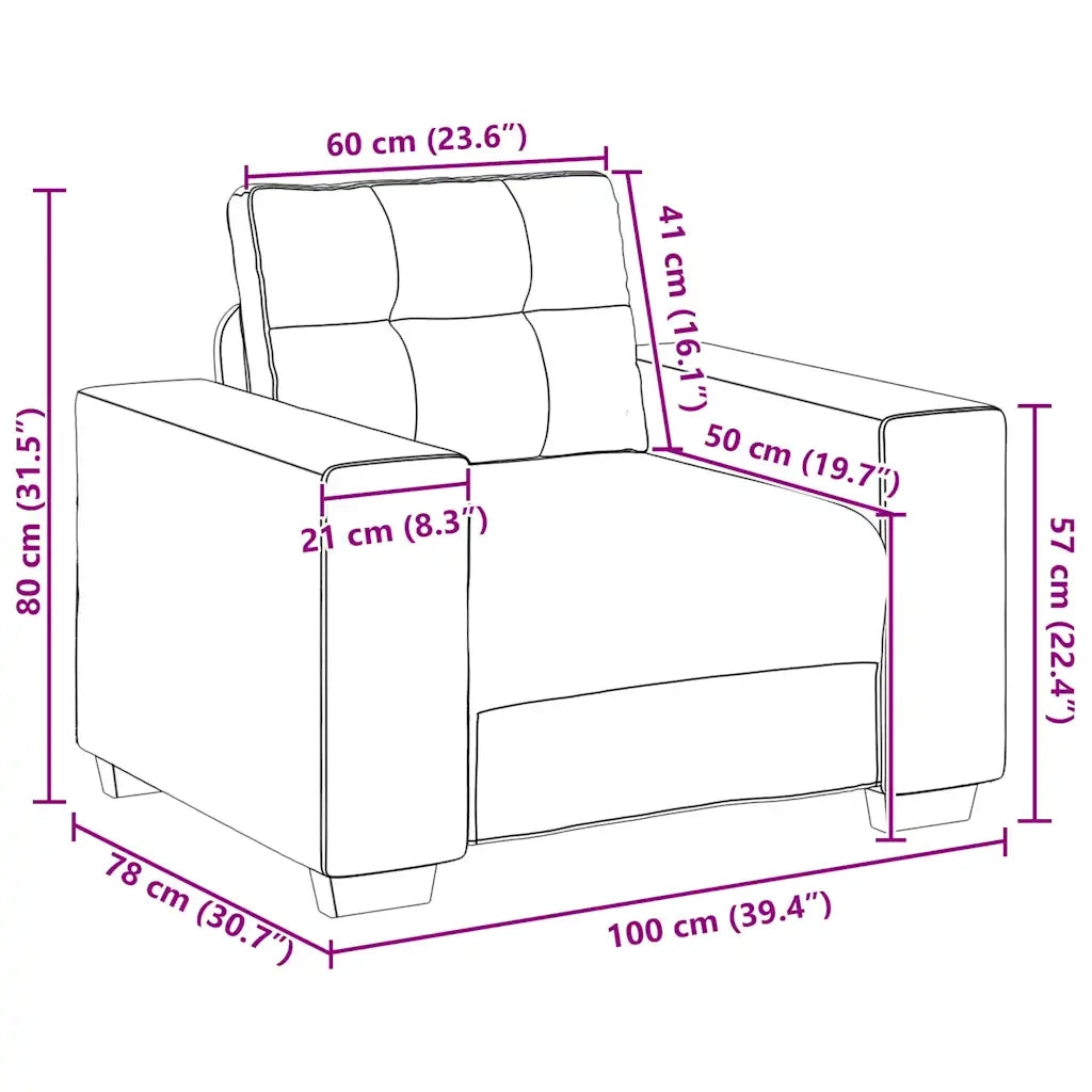 Divano Sedia-Poltrona-Sofa Relax Grigio Chiaro 60 cm Velluto 472890