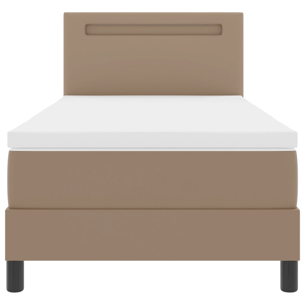 Letto a Molle Box  con Materasso Cappuccino 100x200 cm Pelle Sintetica