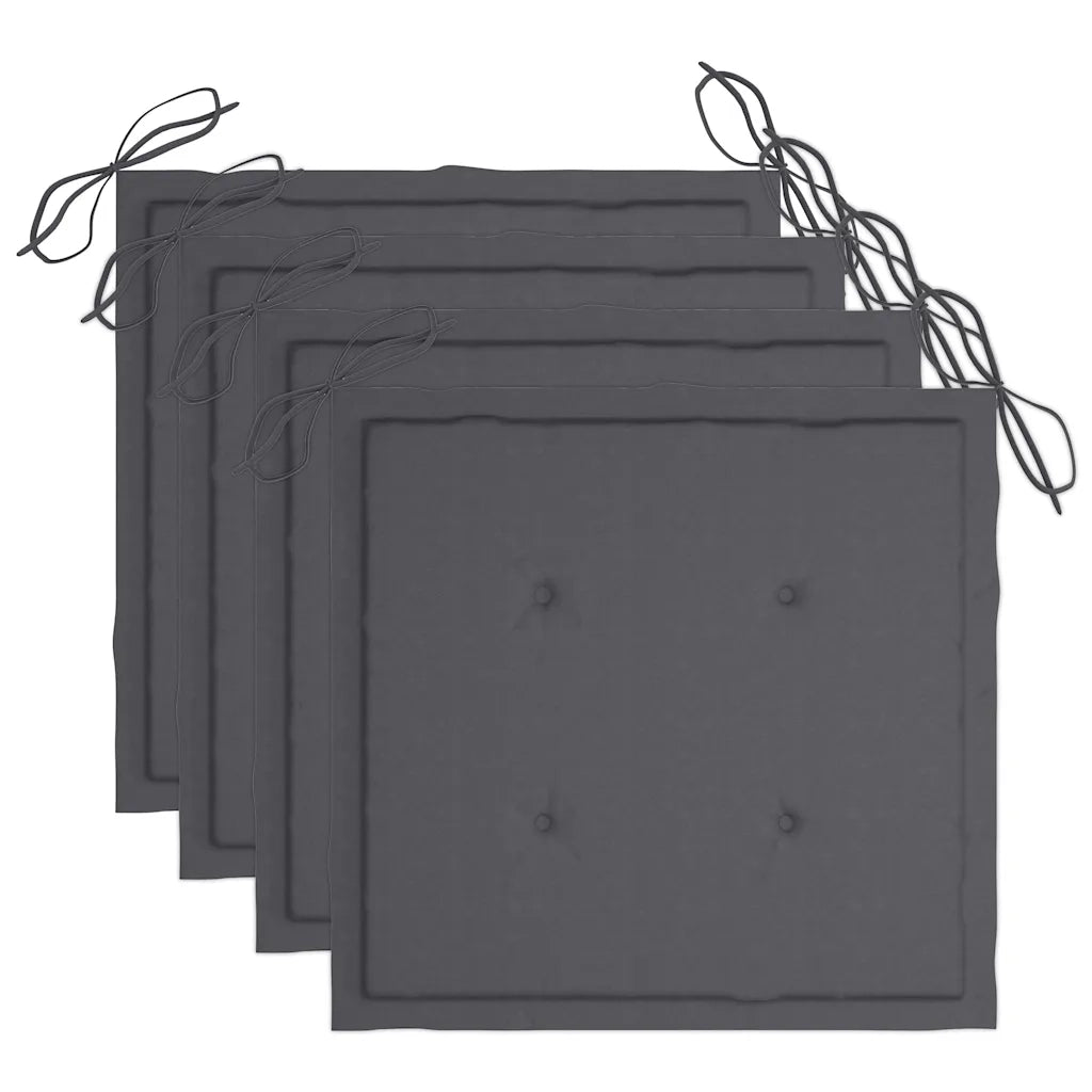 Sedie da Giardino con Cuscini 4 pz in Massello di Acacia Grigio cod mxl 23646