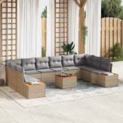 Set Divano da Giardino 10 pcs Beige e Grigio Chiaro Polyrattan 3356850