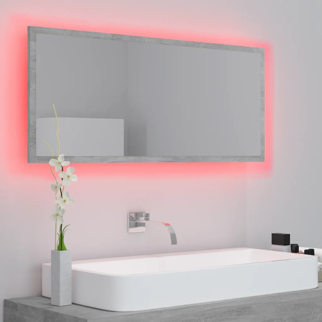 Specchio da Bagno | Specchio decorativo a LED Grigio 100x8,5x37 cm in Acrilico