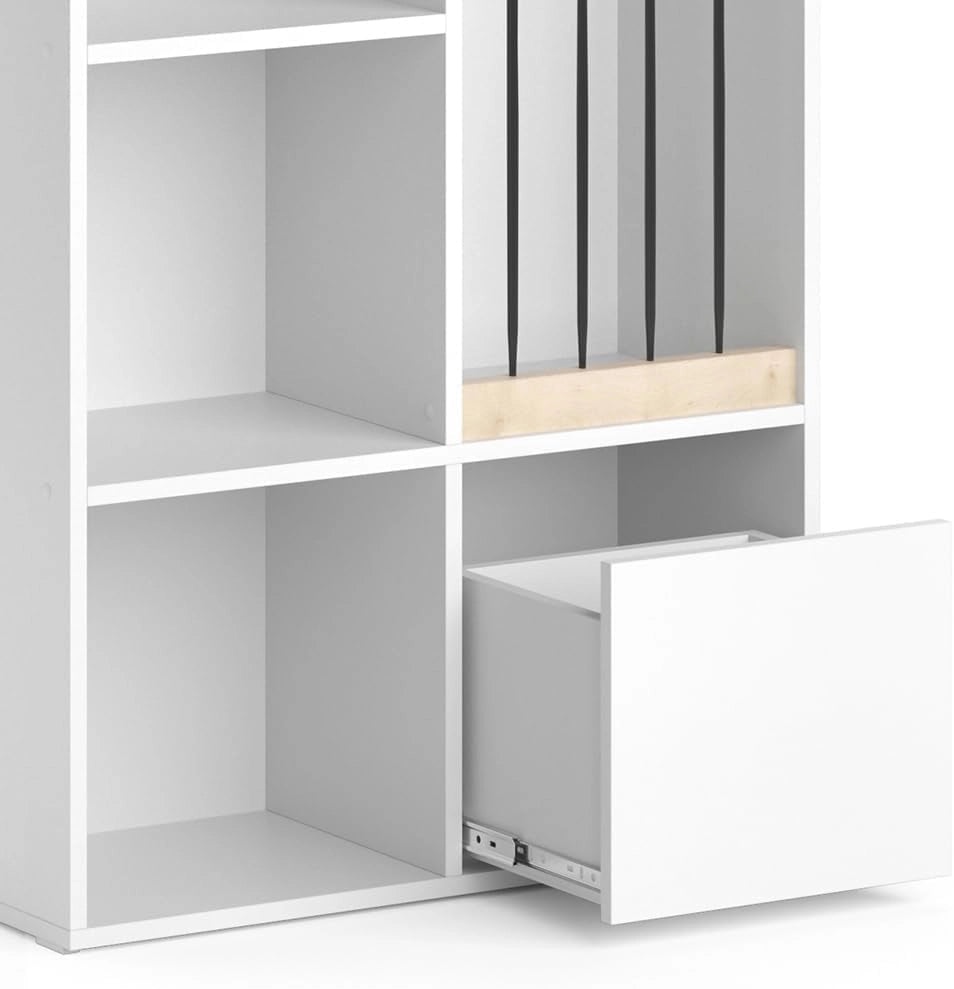 Libreria bambini Luigi, Bianco, 29.2 x 107.8 cm, combinabile per riporre giocattoli e libri