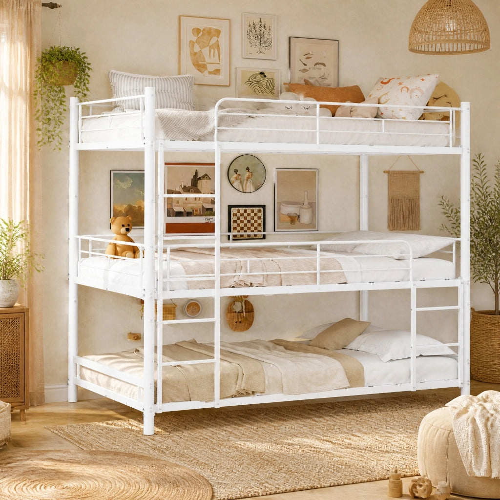 LETTO a castello triplo 90x190 cm in metallo bianco
