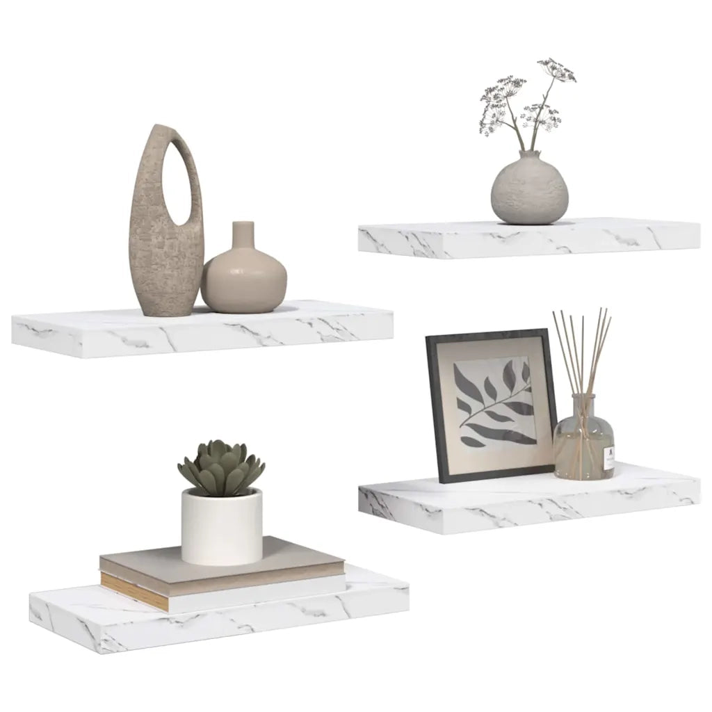Scaffale da parete 4 pcs Marmo Bianco 50 x 23,5 x 4 cm