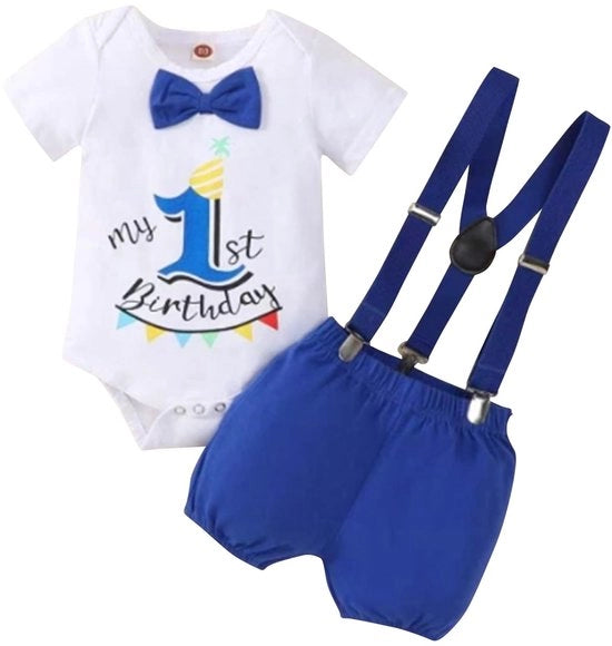 Abbigliamento per Primo Compleanno in Cotone Premium - Romper per Bambini Maschi con Manica Corta - Set per Cake Smash - Vestiti per Primo Compleanno - Comodo e Stile - Abbigliamento per Primo Compleanno