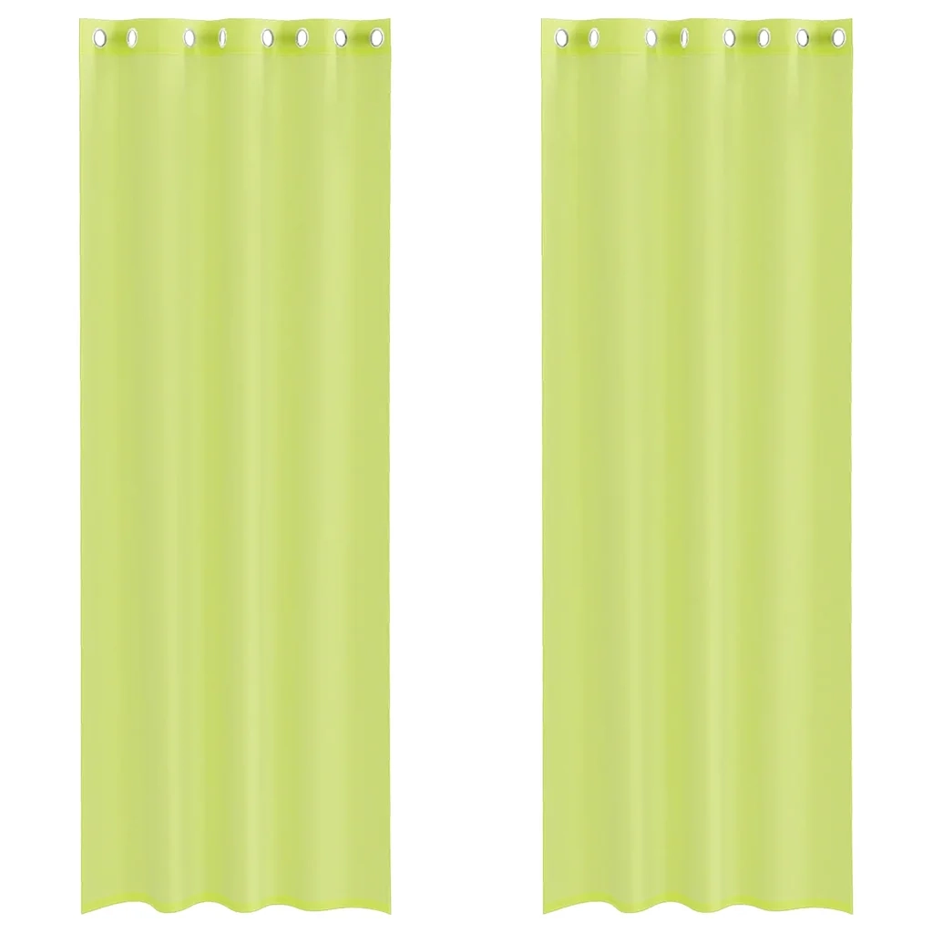 vidaXL Tende in Voile con Occhielli 2 pz Verde Mela 140x300 cm
