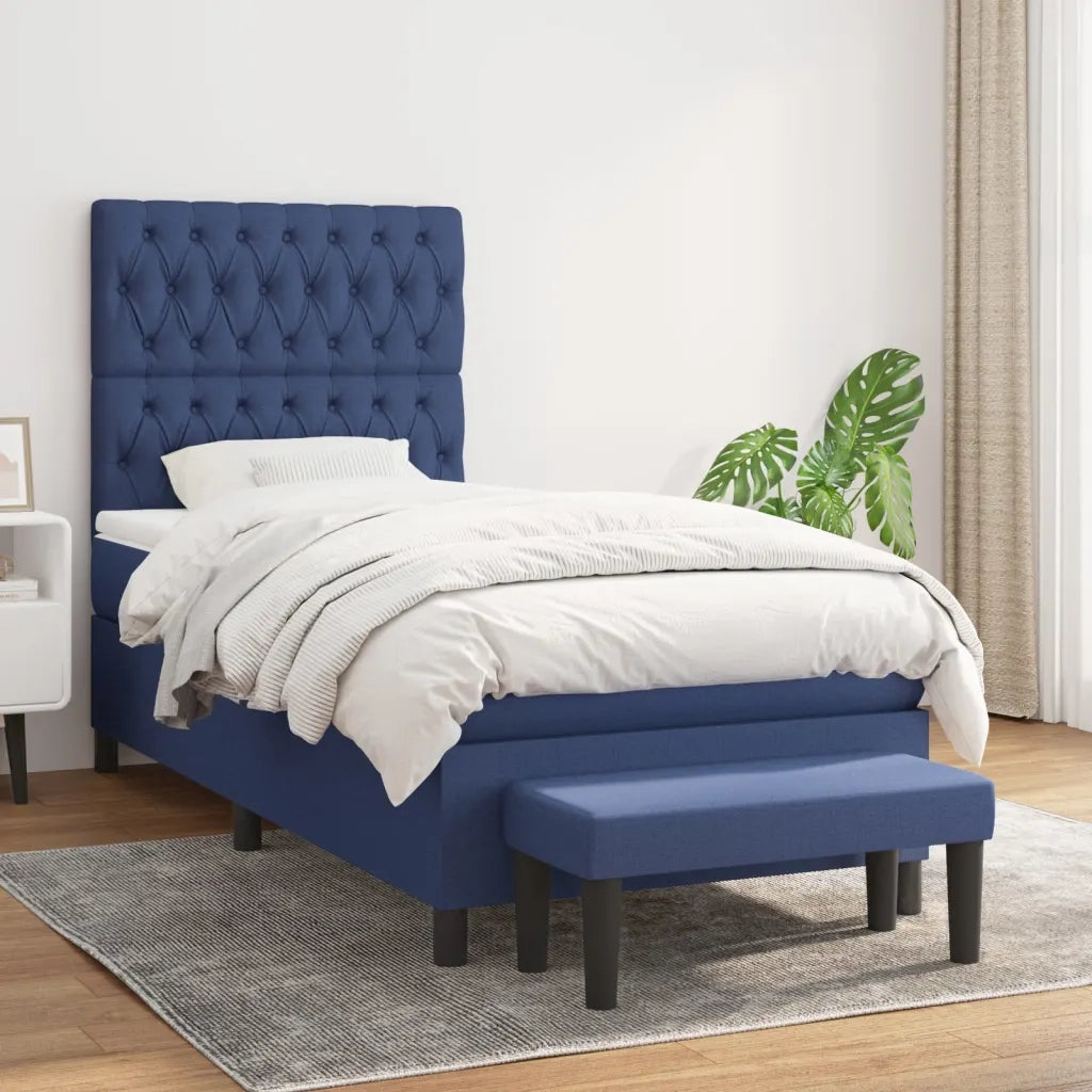 Giroletto a Molle con Materasso Blu 90x190 cm in Tessuto