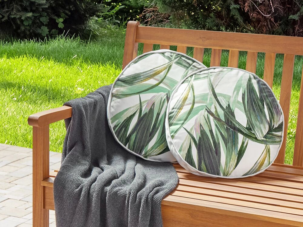 Set di 2 cuscini da giardino in tessuto di poliestere grigio con motivo geometrico ⌀ 40 cm resistente all'acqua