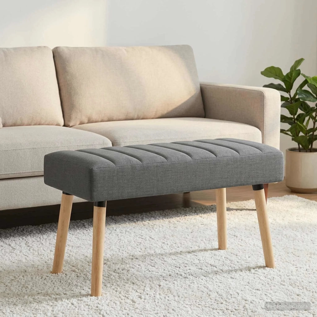 Panchina trapuntata a canale Grigio Scuro 80 x 40 x 46 cm 42038474