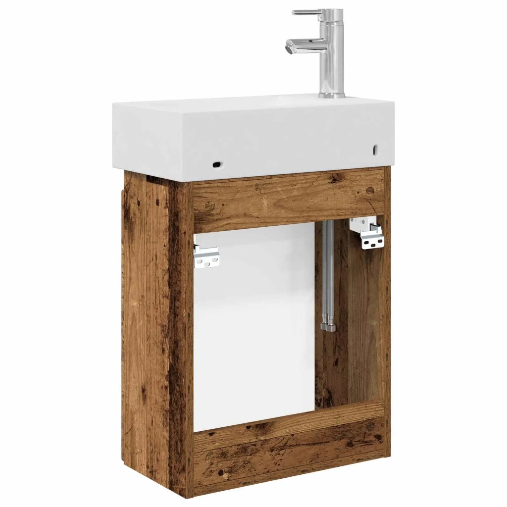 Mobile bagno con rubinetto Legno antico 45,5 x 22,5 x 84 cm 889449