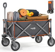 Carrello pieghevole per esterno - utile per festival, giardino, campeggio e picnic - trasportabile fino a 100 kg - colore arancione Carrello grande a mano