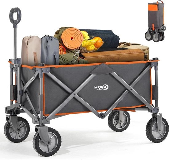 Carrello pieghevole per esterno - utile per festival, giardino, campeggio e picnic - trasportabile fino a 100 kg - colore arancione Carrello grande a mano