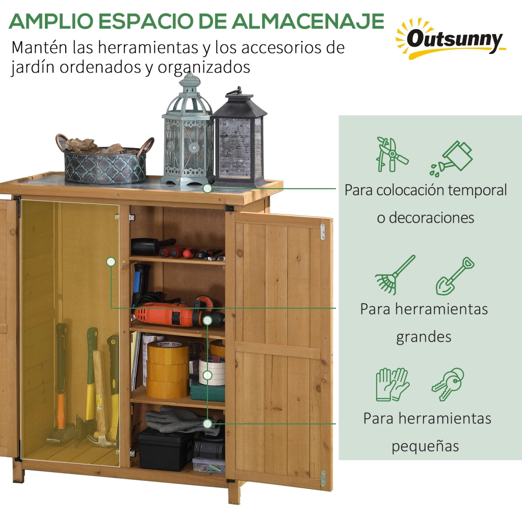 Armadio da Giardino in Legno ¨C Xylo ¨C 75x40x90 cm con 4 Ripiani e Tetto Zincato