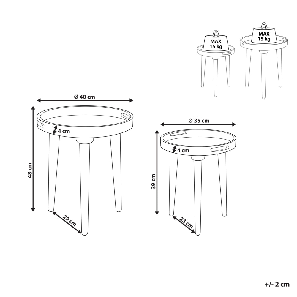 Set di 2 tavolini in legno di mango scuro realizzato a mano effetto usurato soggiorno camera da letto