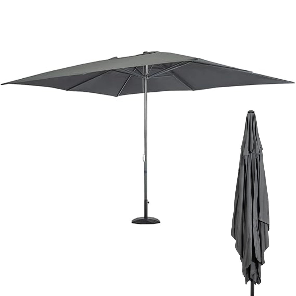 Ombrellone Giardino Palo Centrale 3x2 Metri Grigio con 6 Stecche da Esterno
