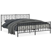 Letto matrimoniale | Letto per adulti | Giroletto con Testiera e Pediera Metallo Nero 183x213 cm
