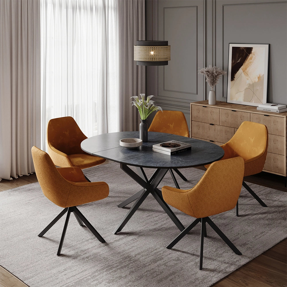 Tavolo da pranzo allungabile Loyd Antracite/Nero 120 x 120 cm Estensibile Vicco