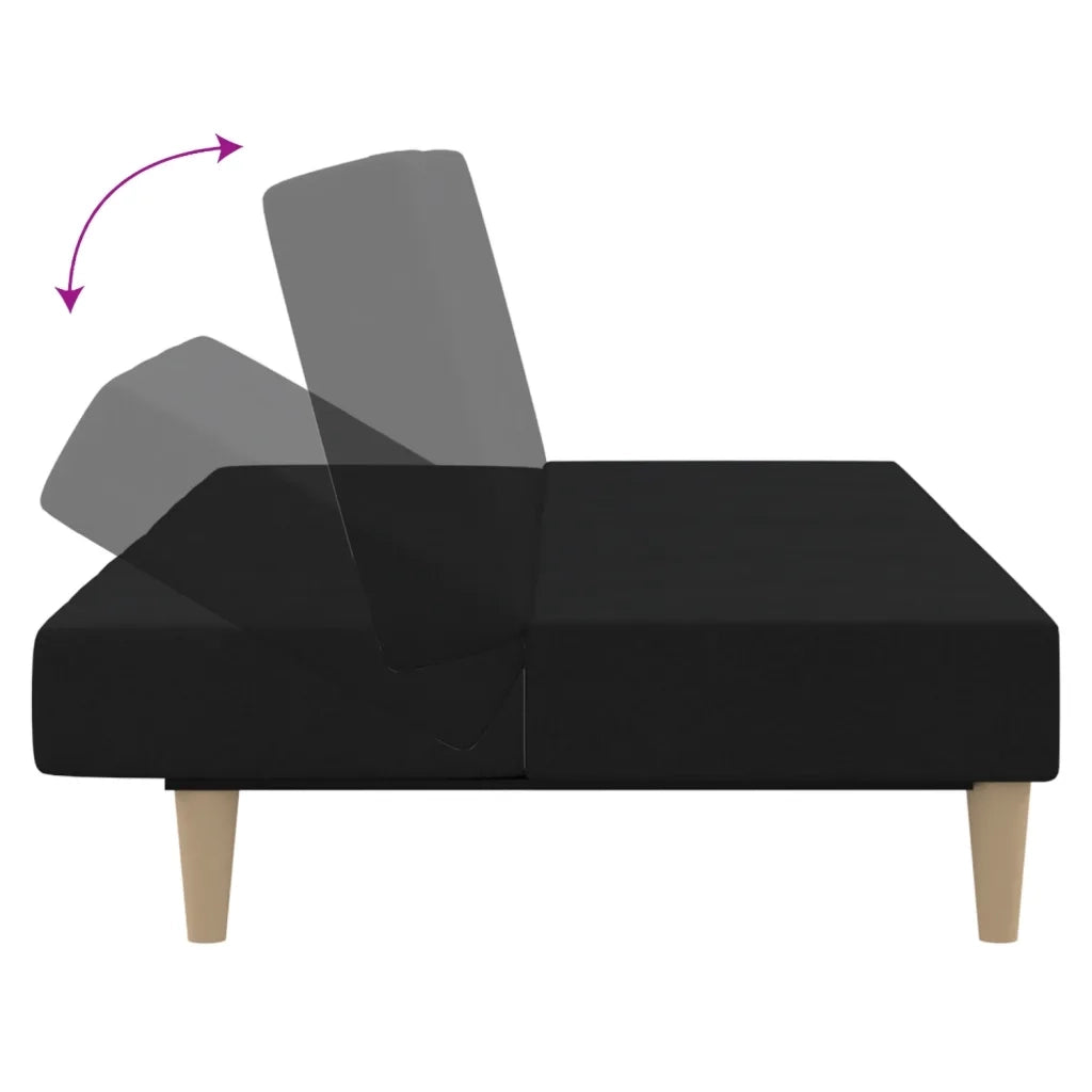 Divano letto | Sof¨¤ letto | Letto singolo a 2 Posti Nero in Tessuto