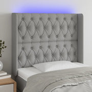 Testiera a LED-Testata con LED Grigio Chiaro 103x16x118/128 cm in Tessuto 153584