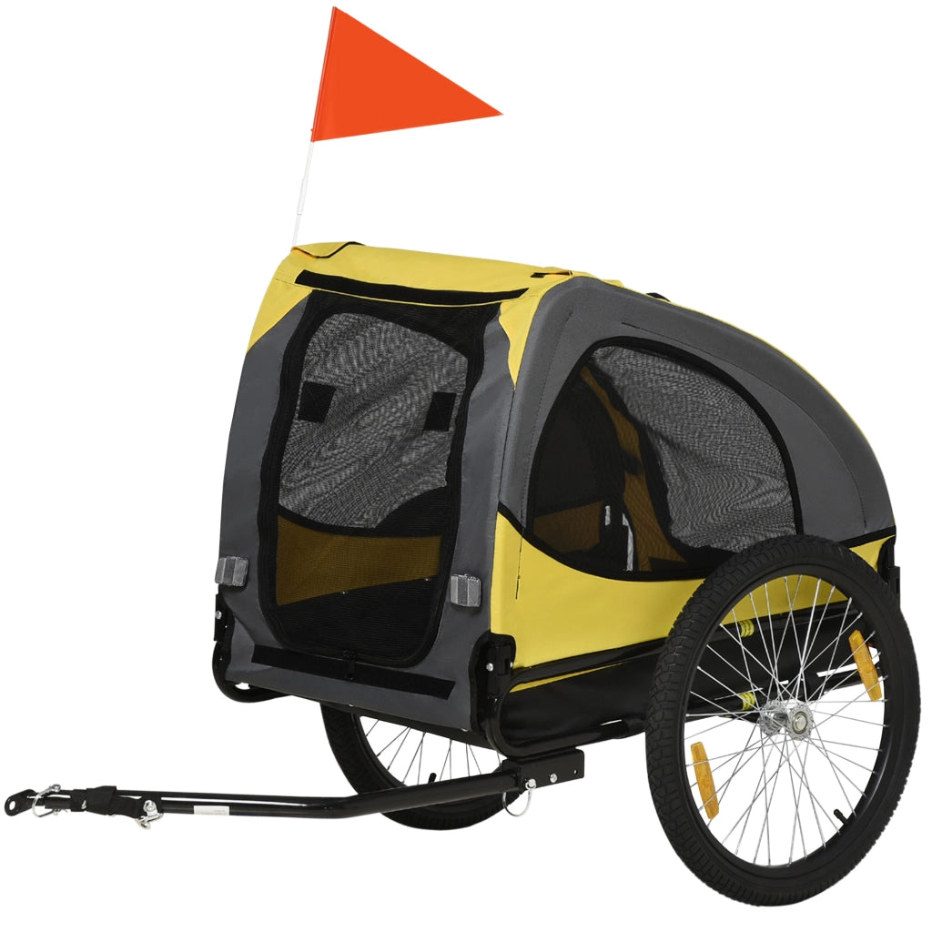 Carrello per cani ¨C zephmum ¨C giallo, rete a finestra, copertura arrotolabile, 140x71x83 cm