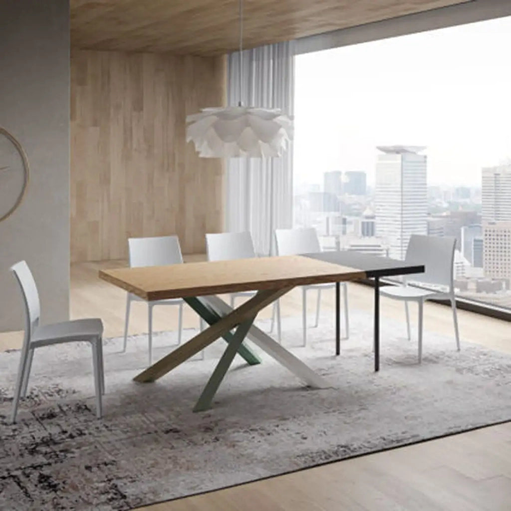 Tavolo allungabile 140/240x90 cm Versalux rovere scortecciato gambe multicolore 4/A