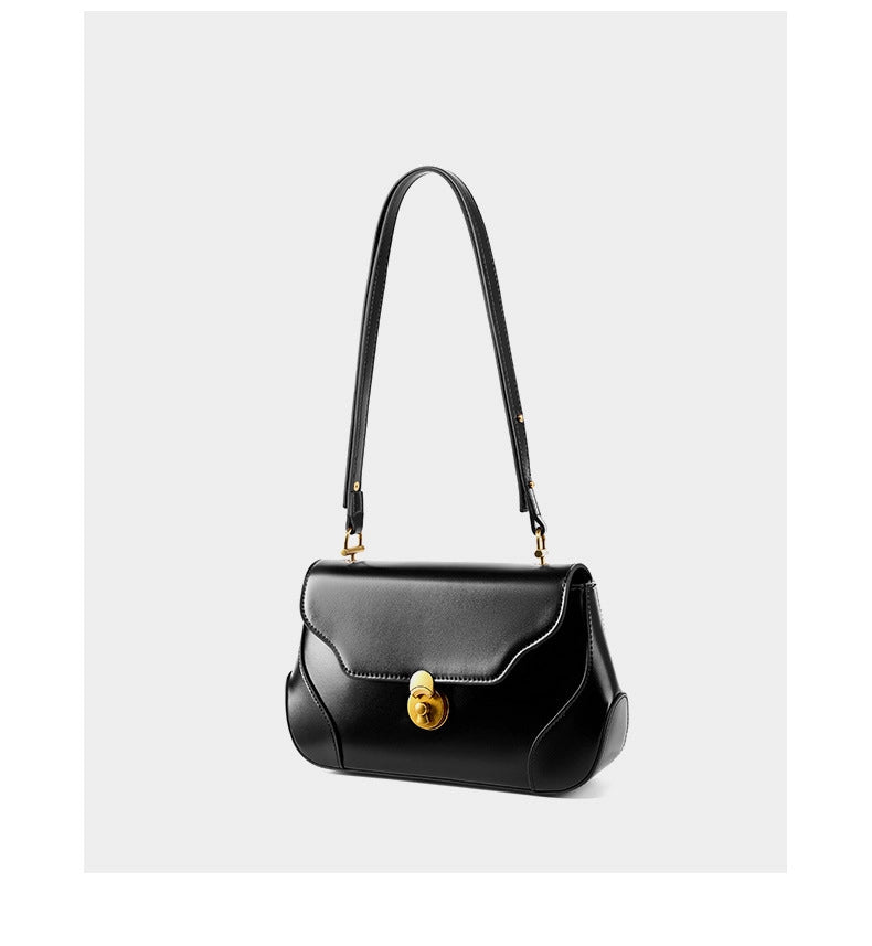 Borsa a tracolla da donna in vera pelle, nera.