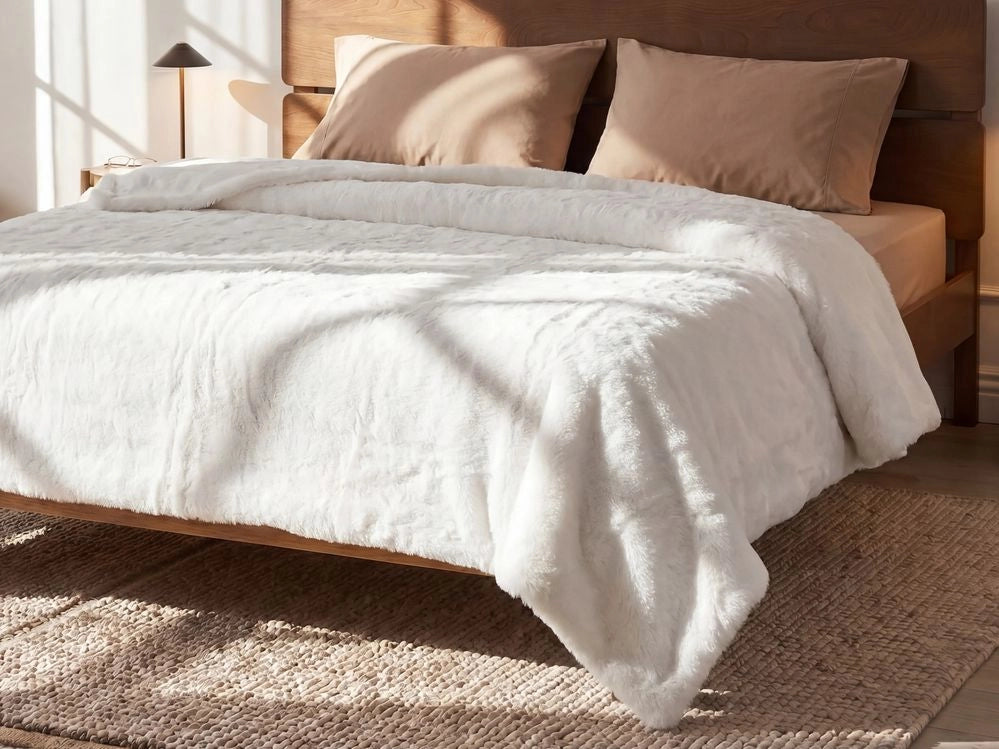 Coperta decorativa copriletto Plaid da Soggiorno 180 x 220 cm bianco camera da letto
