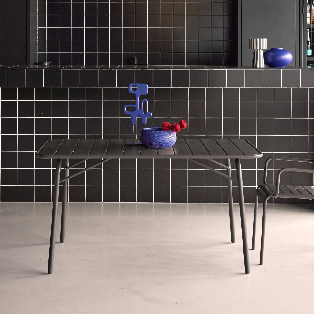 Tavolo da giardino pieghevole in metallo 6 posti, 140cm, antracite