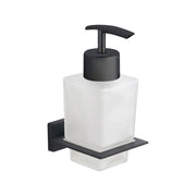 Dispenser sapone a muro in zinco nero opaco e bicchiere in vetro | Arch