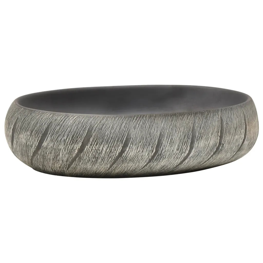 Lavabo da Appoggio Nero e Grigio Ovale 59x40x15 cm Ceramica 155080