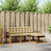 Set di divani da esterno con cuscino 4 pcs Naturale e Beige