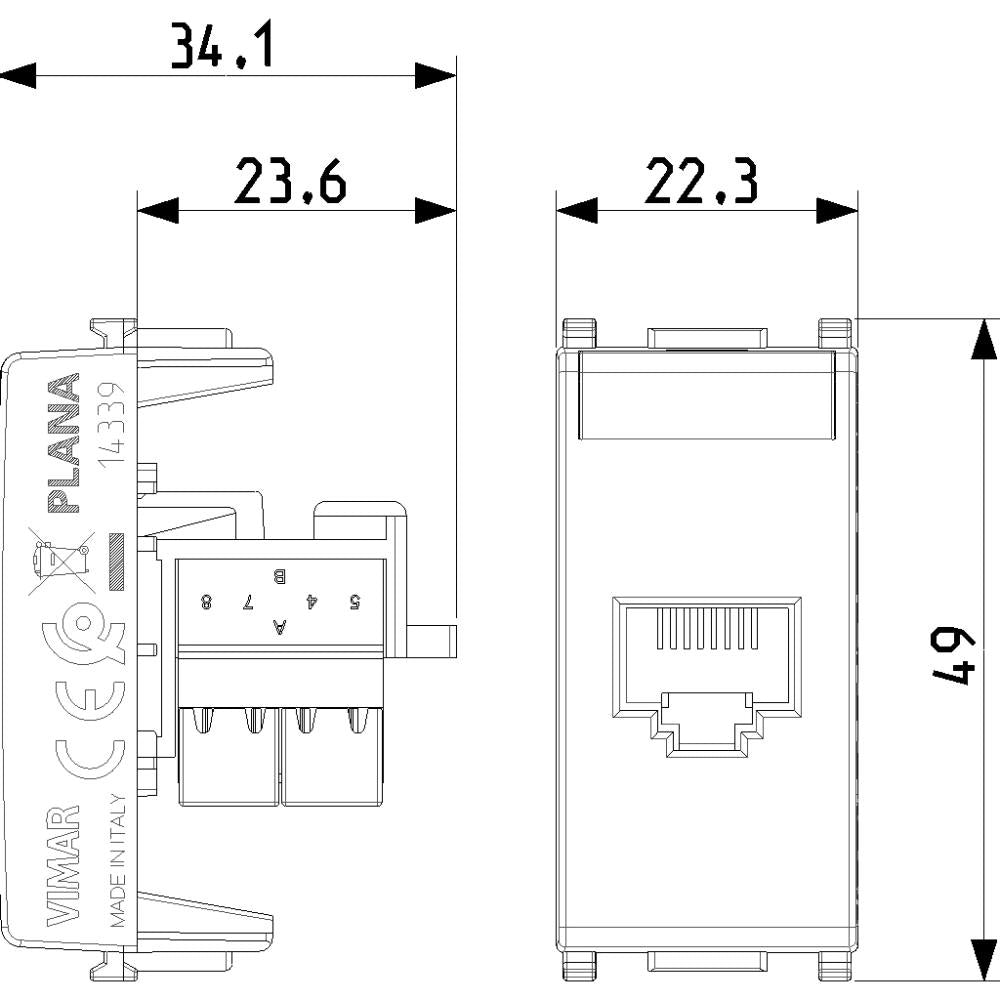 Vimar plana 14339.6 rj45 netsafe cat6 utp 110 bianco