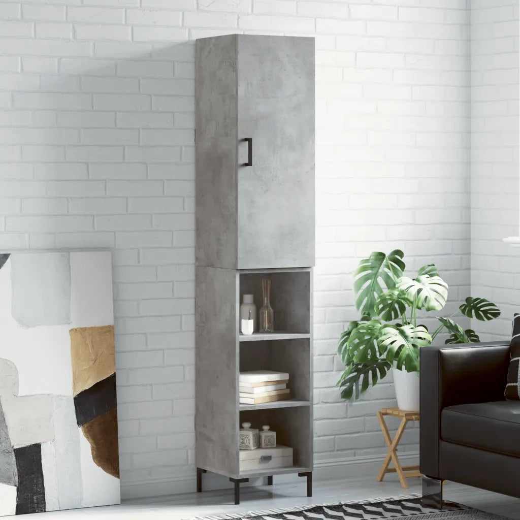 Credenza | Madia | Buffet da pranzo | Armadio da pranzo Grigio Cemento 34,5x34x180 cm in Legno Multistrato
