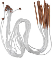 Haken in Legno 12 Pezzi - Aghi in Bambù Tunesi - 3,0 mm/10,0 mm - Filo di Acciaio - Adatti a Principianti/Professionisti - Congiunzione Liscia