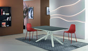 Tavolo Allungabile Pulse 25 Moderno con Piano in Melaminico Cemento Grigio Opaco e Struttura in Metallo Bianco - 140-190x90 cm