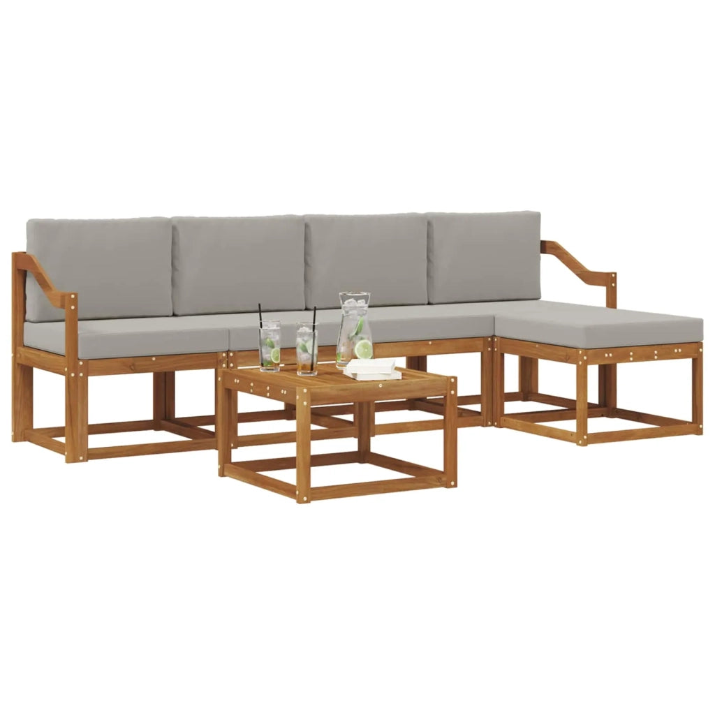 Set di divani da esterno 6 pcs Grigio Naturale e Chiaro