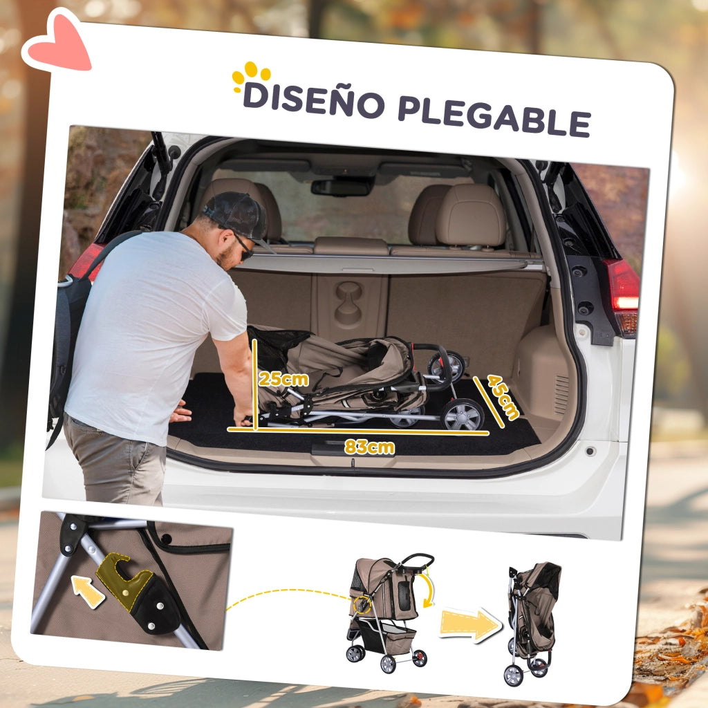 Carrello per Piccoli Animali con Cestino ¨C zephmum ¨C Marrone 75x45x97 cm