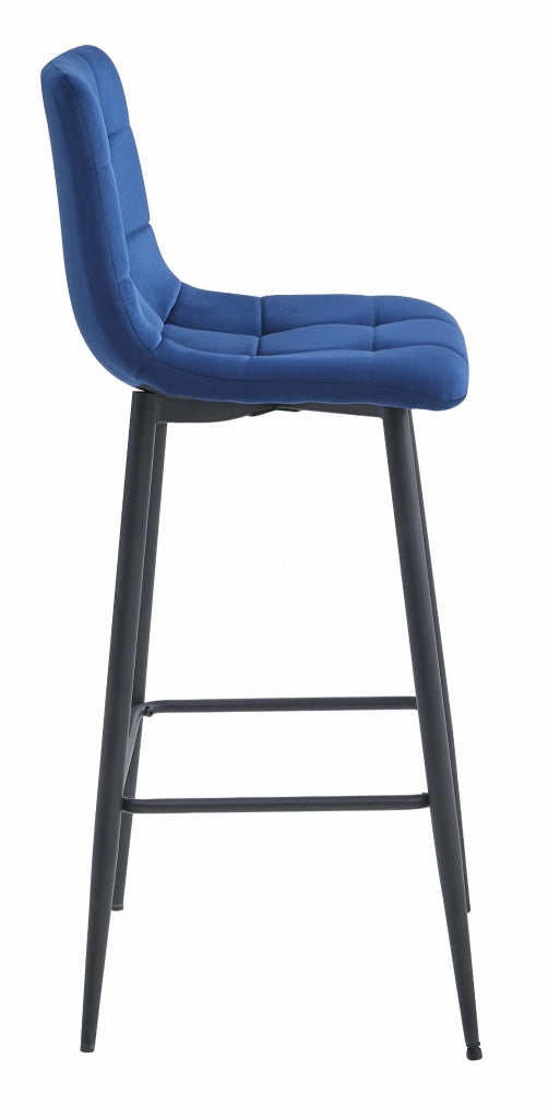 Sgabello Valora TEOTO in velluto blu navy con gambe nere per cucina x2