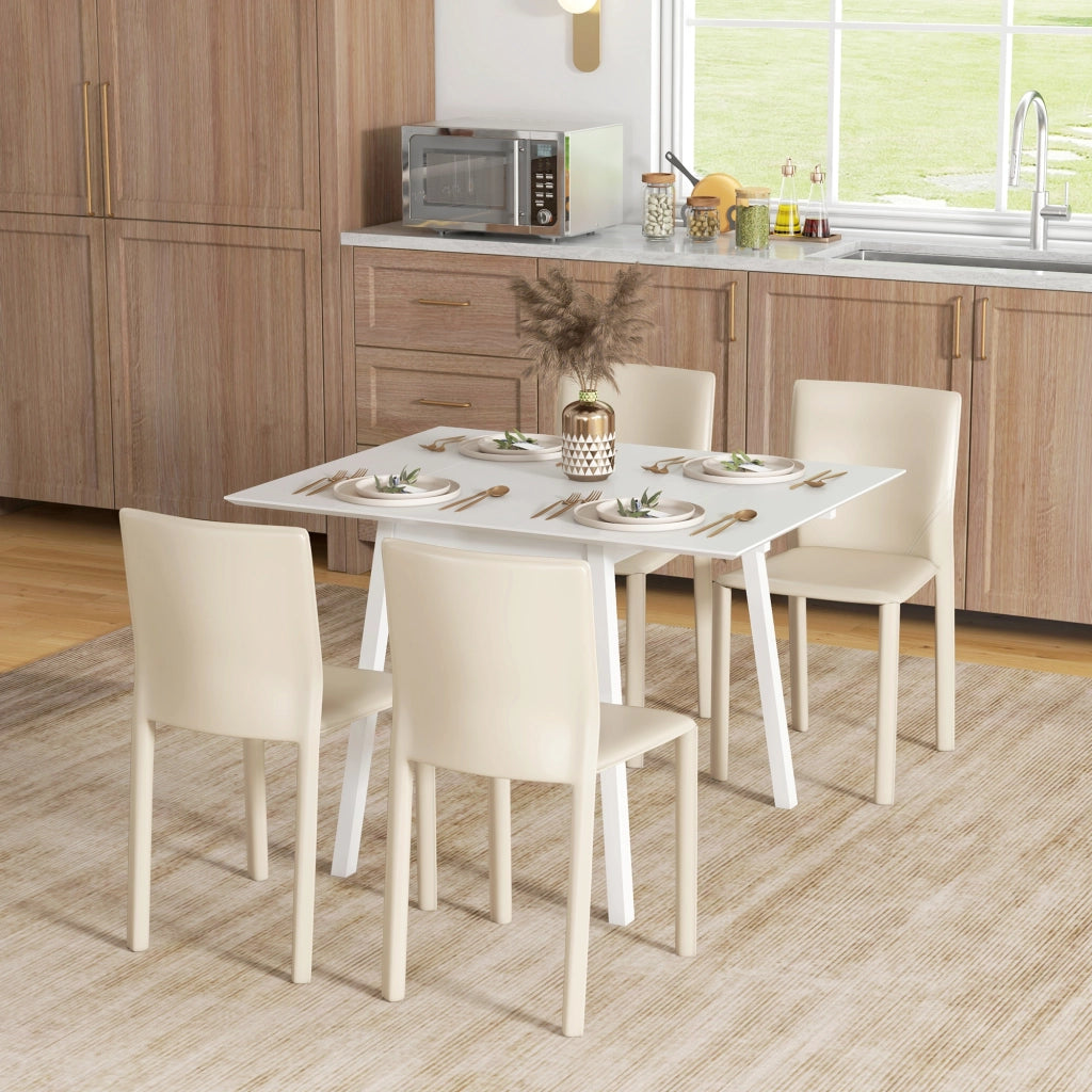 Tavolo da pranzo pieghevole in legno, per 2-4 persone, salvaspazio, bianco, 110 x 86 x 75 cm