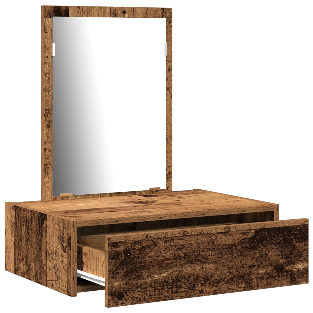 Tavolo da toeletta a muro in legno invecchiato 60x40x70 cm