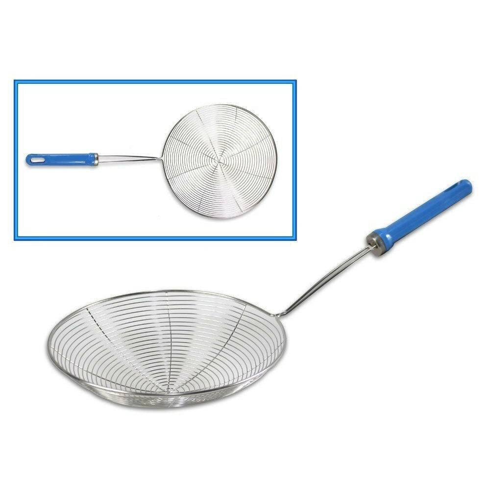 Trade Shop - Schiumarola A Rete Acciaio Per Fritti Frittura Utensili Da Cucina 20 Cm 66274 -