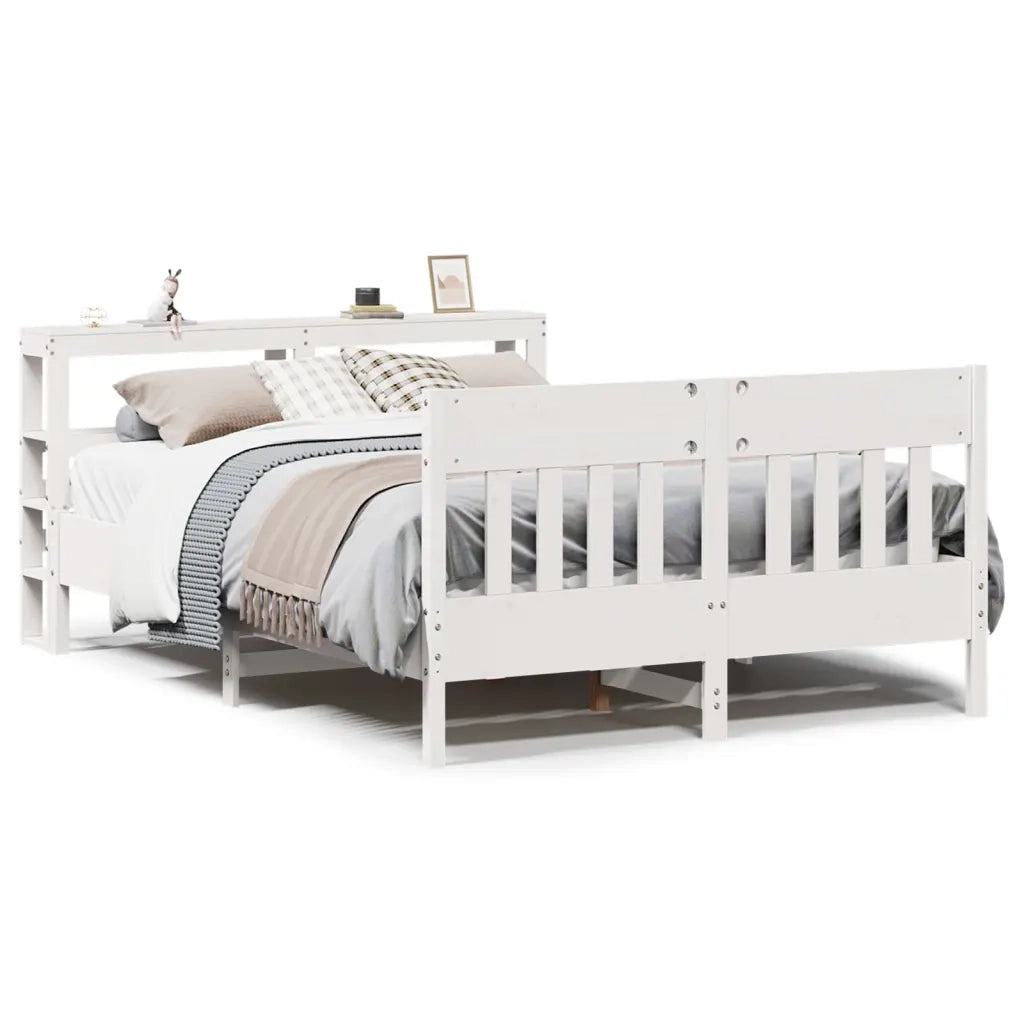 Letto senza Materasso Bianco 160x200 cm Legno Massello di Pino 3306259
