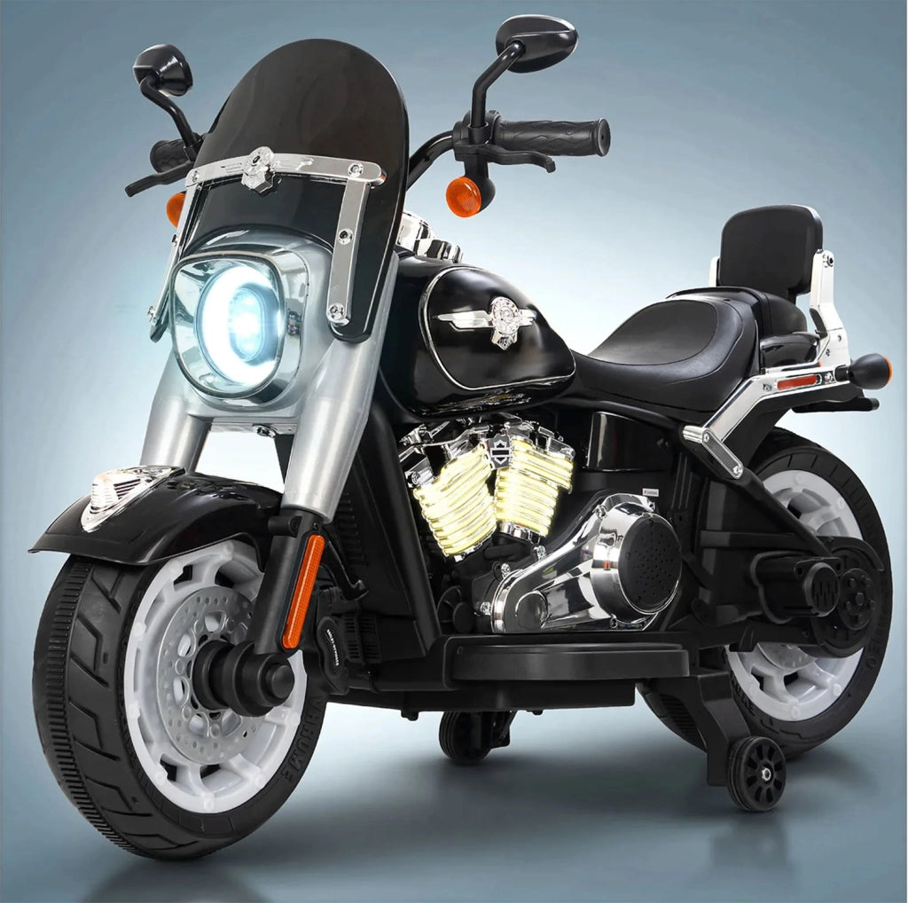 Moto Elettrica per Bambini Cruiser Acceleratore a Manubrio 12V 7Ah Blu Metallizzato