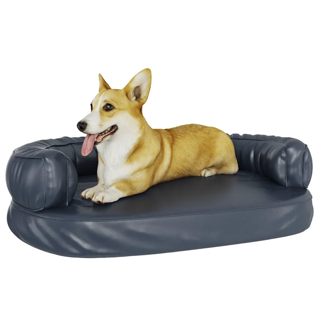 Letto Cani Ergonomico Gommapiuma Blu Scuro 88x65 cm Similpelle CFW8127064