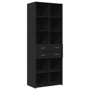 Buffet credenza cassettiera mobiletto mobile contenitore organizer per cucina soggiorno salotto alto 70 x 42,5 x 185 cm legno ingegnerizzato nero 02_0035127