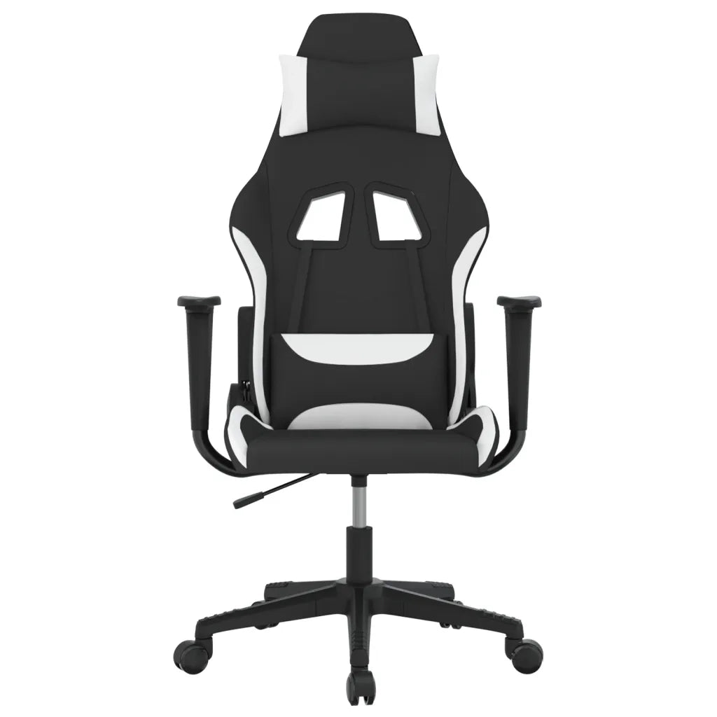 vidaXL Sedia da Gaming Nero e Bianco in Tessuto